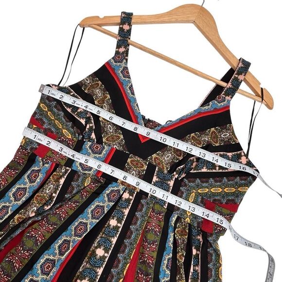 NWT Tahari black printed boho ruffle maxi dress size medium - Picture 7 of 10